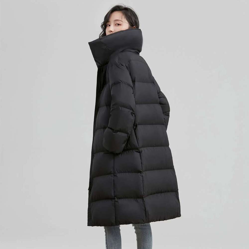 2024 New Winter Women White Duck Down Jackets Fashion Slim Long Warm Ski Coats