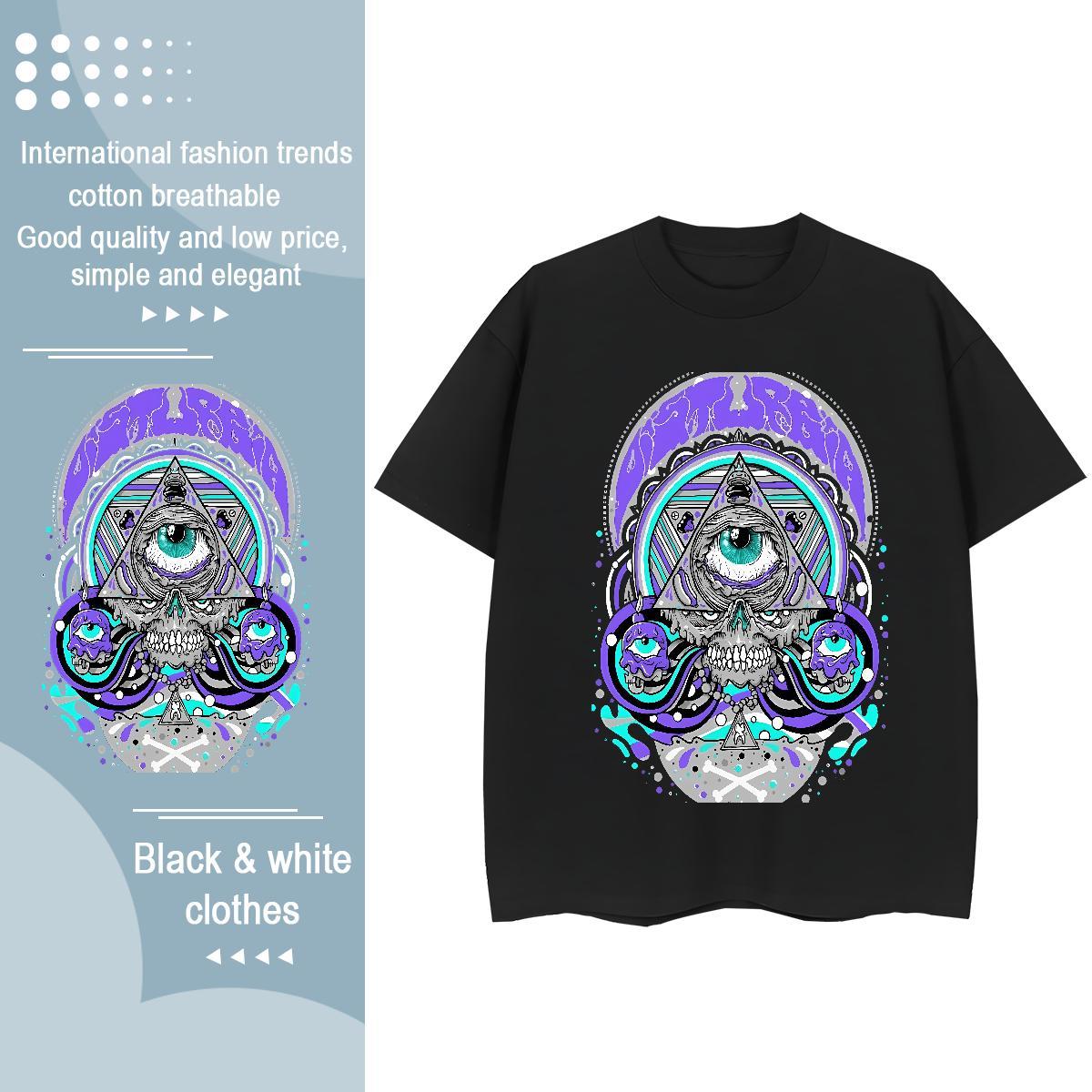 2024 Designer T Shirts Women 230g 100% Cotton Breathable Crew Neck Street Casual eye of the devil Women Tshirts Brand Cartoon Floral Printing Tees Shi