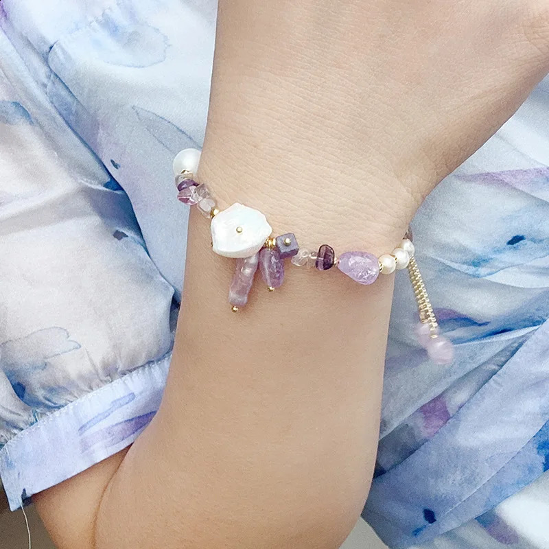 Natural Stone Baroque Pearl Bracelet Womens Fashion Stainless Steel Charm Bracelet Party Jewelry Accessories Gift 241018