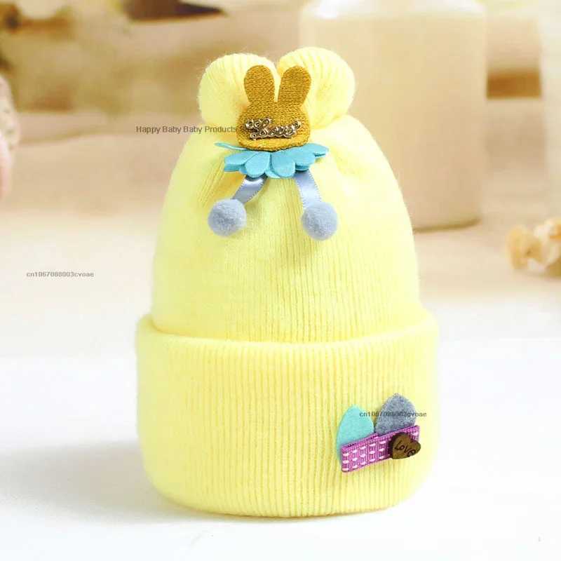 Cotton Newborn Baby Cashmere Fetal Cap Autumn Winter Girl Boy Woolen Hats Cute Bunny Warm Caps for Kids 0-6Month LX241018