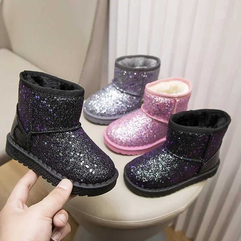 Boots Warm childrens snow boots new winter princess childrens shoes anti slip smooth round toe girls cute baby boots H241018