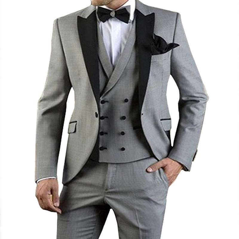 Slim Fit Wedding Suits For Men 3 Pieces Groom Tuxedos Peaked Lapel Male Fashion Clothes Set Jacket Waistcoat with Pants 2024