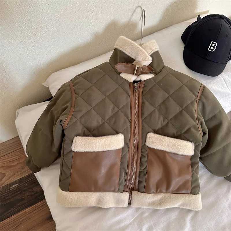 Boys cotton jacket windproof jacket plush winter autumn thick warm cotton Christmas gift childrens clothing M241018
