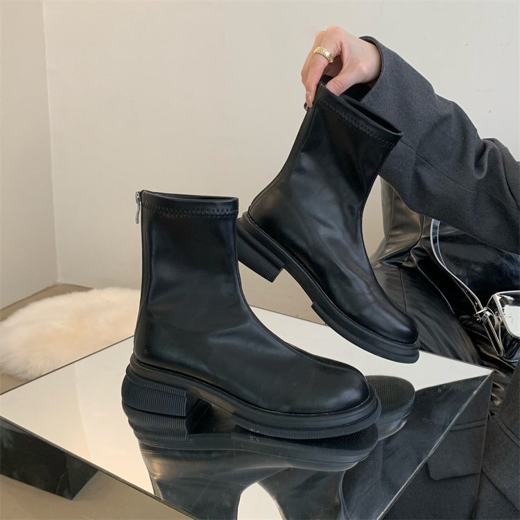 Upgraded Winter Martin Boots for Women 2024 New Autumn Edition with Fleece British Thick Bottom Height Increase and Slimming Short Boots for Women