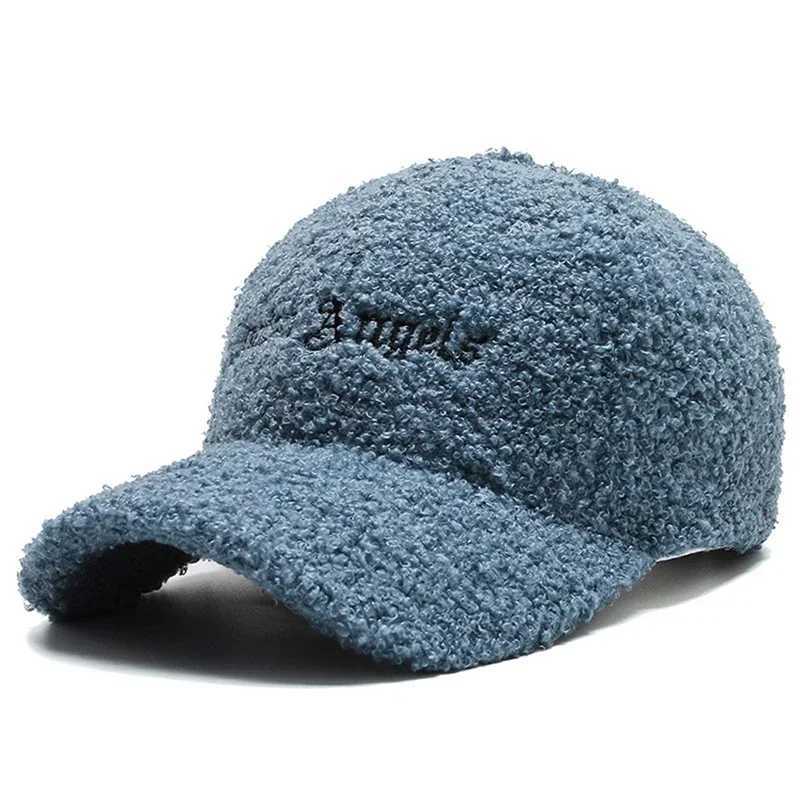 Autumn and Winter Lamb Wool Fur Warm Baseball Cap Women Men Versatile Adjustable Duckbill Cap Plush Outdoor Hat X241018
