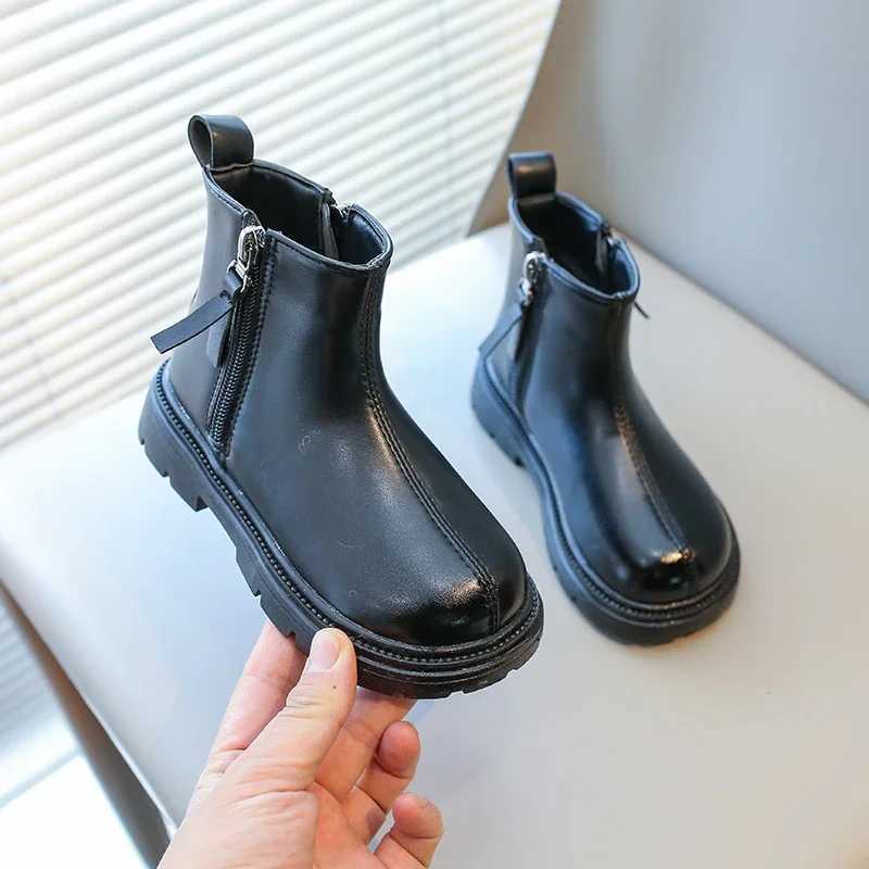 Boots 2023 New Girls Casual Boots Side Zipper Children Chelsea Boots for Boys Britain Style Breatheable Non-slip Kids Boots Versatile H241018