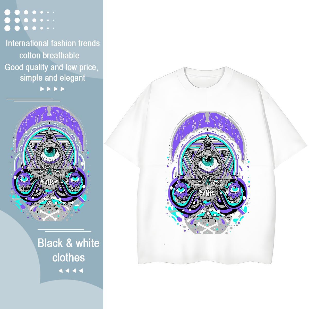 2024 Designer T Shirts Women 230g 100% Cotton Breathable Crew Neck Street Casual eye of the devil Women Tshirts Brand Cartoon Floral Printing Tees Shi