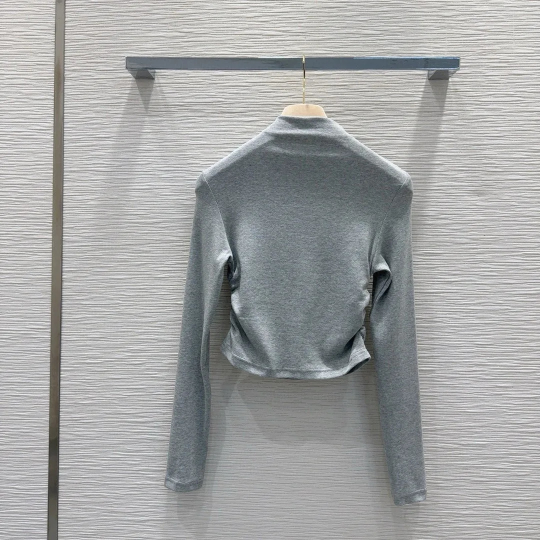 Fashion Black Halfhigh Collar Womens Longsleeved Bottoming Shirt 24 Autumn Sexy Slim Elastic Corp Top Basic 2CT 241018