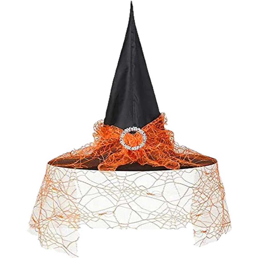 Kids Witch Hats Halloween Hat Decoration Props for Girls Cosplay Witch Gauze Headwear Role Play Taff Witch Halloween Deco Unisex LX241018