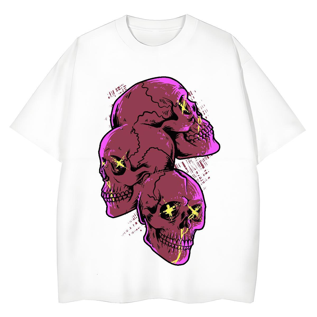 Classic Womens T Shirts 230g Cotton Comfortable Street Casual skull Couples T Shirts High quality Custom Printed Tops Shirt
