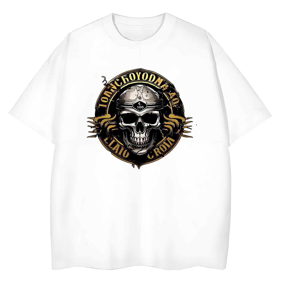2024 DIY T-Shirts 230g Pure Cotton Round Neck Short Sleeve Sports Street Wear skull Unisex Tshirts Brand Custom Printing Clothings