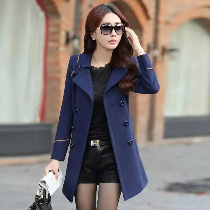 2023 New Korean Winter Woman Wool Coat Long Warm Female Woolen Coat Female Autumn Fashion Double-Breasted Jacket OuterwearX241009