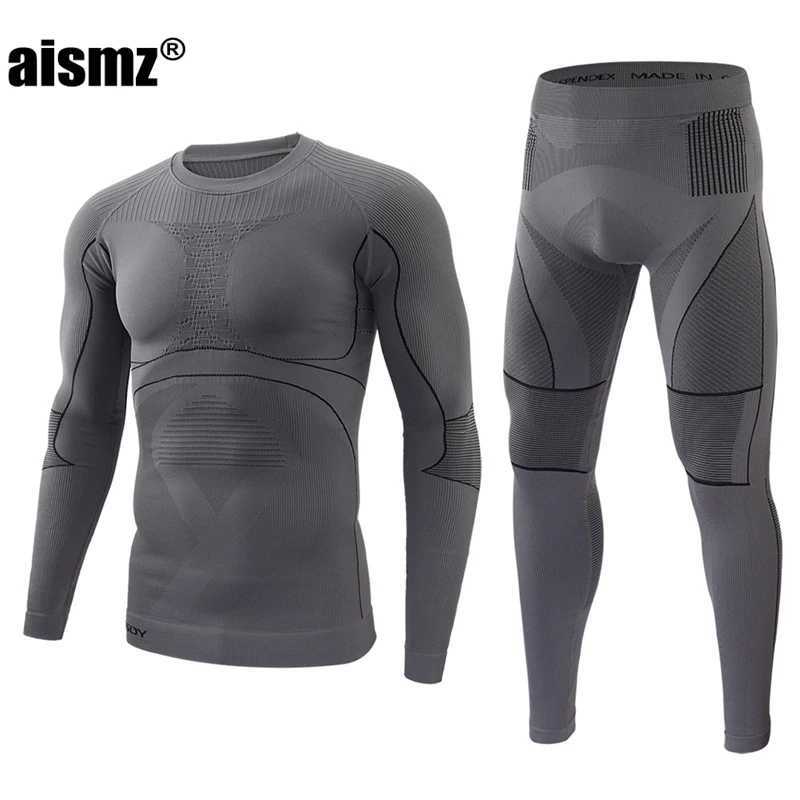 Men's Thermal Underwear Aismz Seamless Tight Tactical Mens Winter Thermal Underwear Men Sportswear Function Breathable Training Cycling Long John