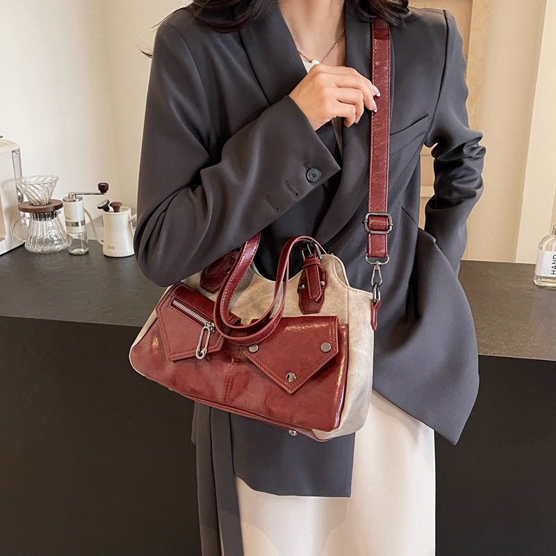 Fashion Color blocked Large Capacity for Women 2024 New Simple Women's Shoulder Versatile Tote Bag #40 f5ec6
