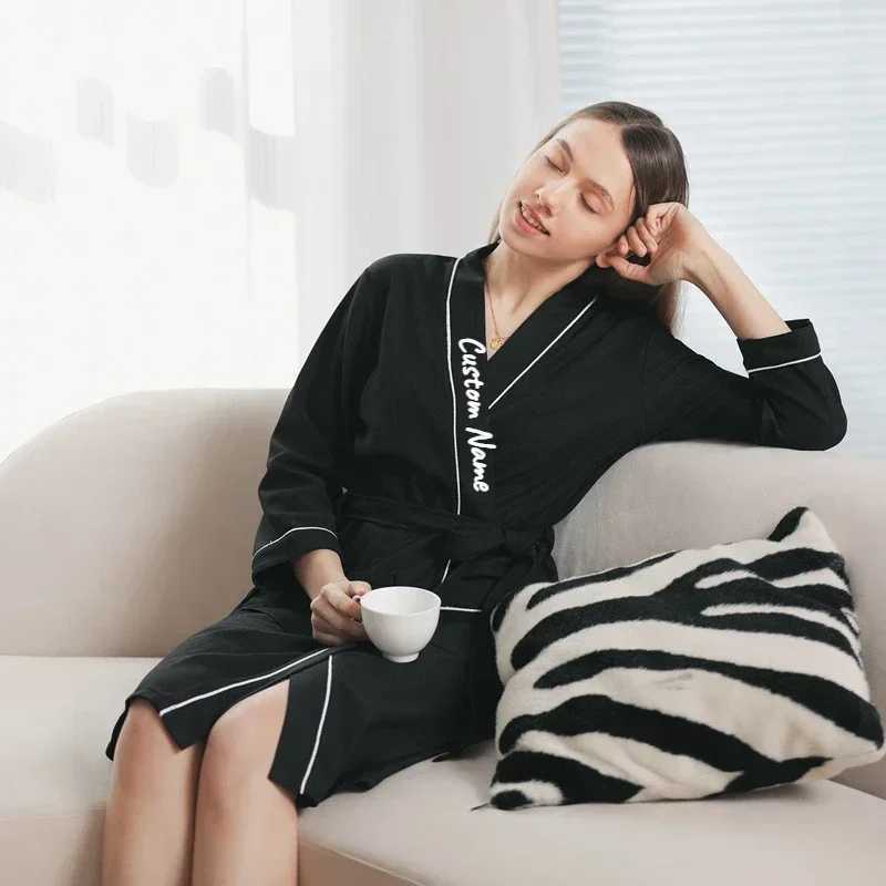 Custom Lover Birthday Gift Long Sleeve Solid Kimono Unisex Lovers Same Style Bath Robe Home Nightrobe Sleepwear Hotel BathrobeXJ241018