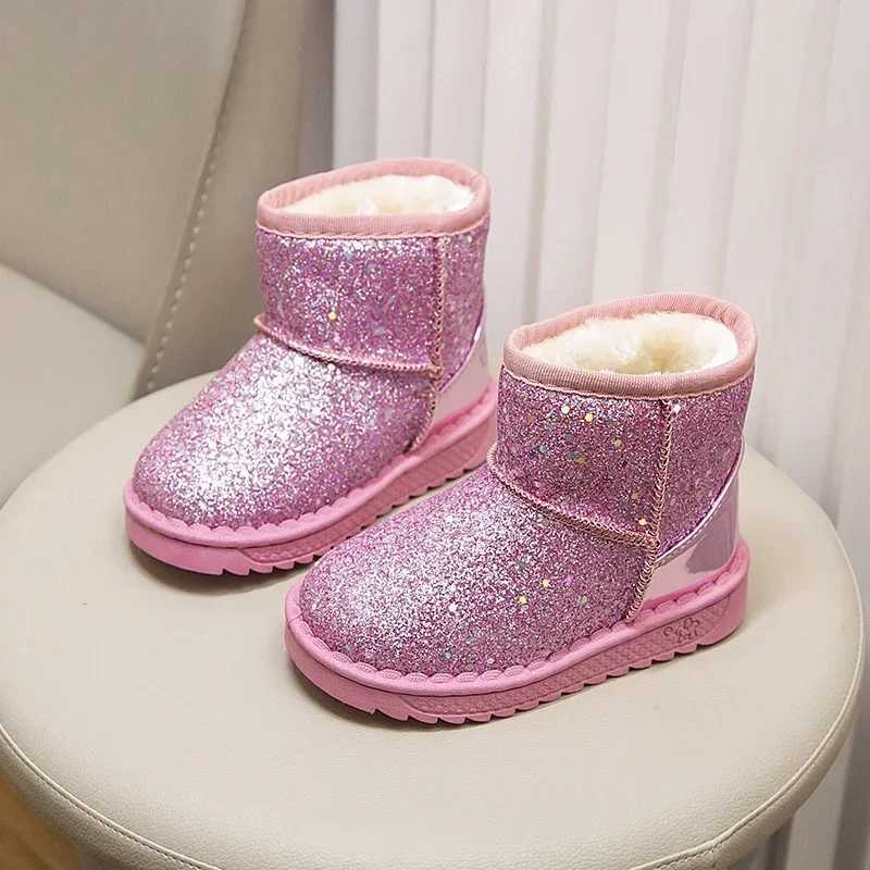 Boots Warm childrens snow boots new winter princess childrens shoes anti slip smooth round toe girls cute baby boots H241018