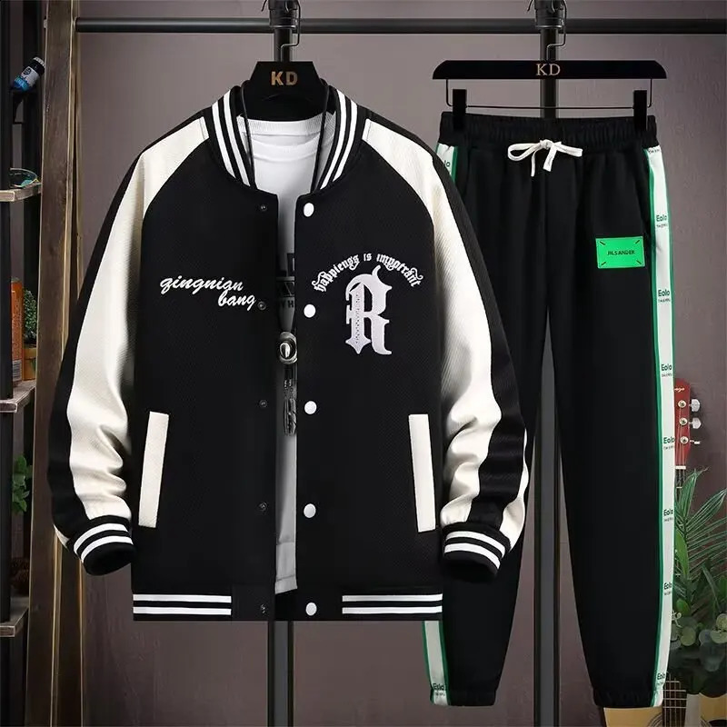M6XL oversized Jacket Suit Mens Fashion Casual Tracksuits Outdoor Fitness Jogging Sets Sports zipper Sweatshirt Pants 241017