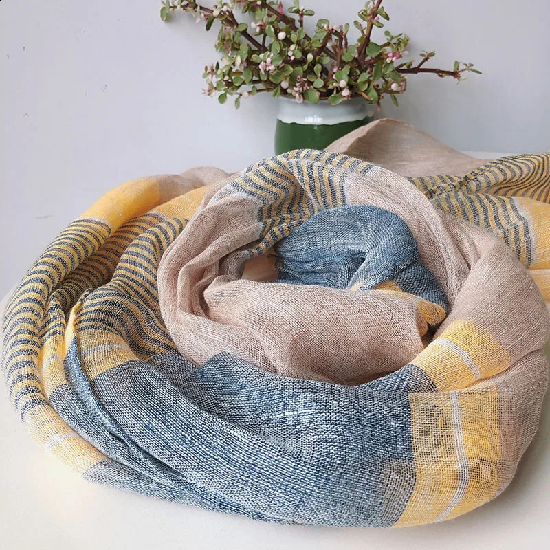 Elegant and lightweight linen scarf suitable for women lightweight linen scarf shawl high-quality headband long scarf 241017