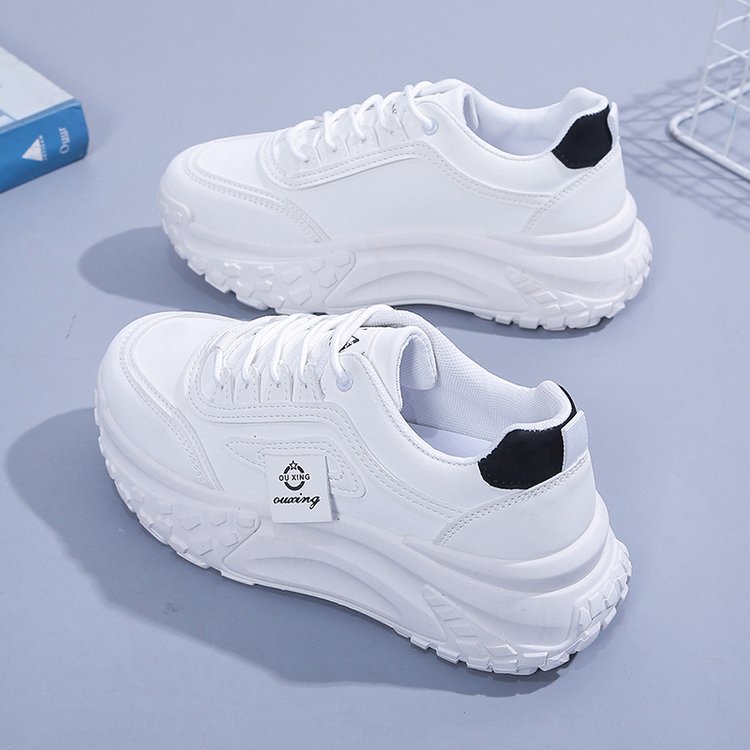 New Thick-Soled Single Shoes Girls Retro Increased Sneaker White Color Fashion Casual Style Running Shoes Sports Daddy Shoes Female