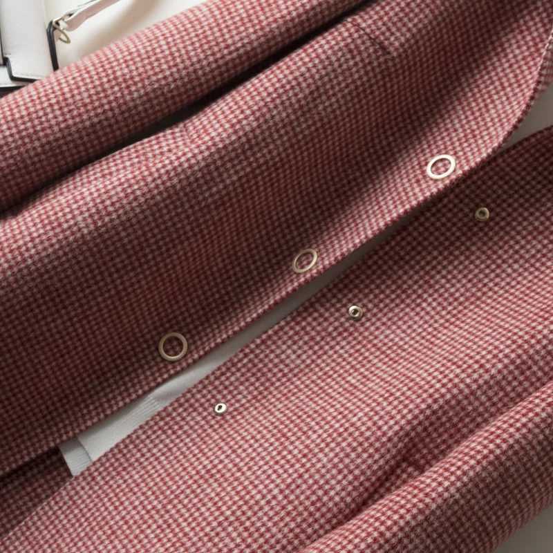 New Women Jacket Winter Woolen Coat Elegant Turn Down Collar Plaid Long Woolen Coat Single-breasted Warm Coat Casaco FemininoX241009