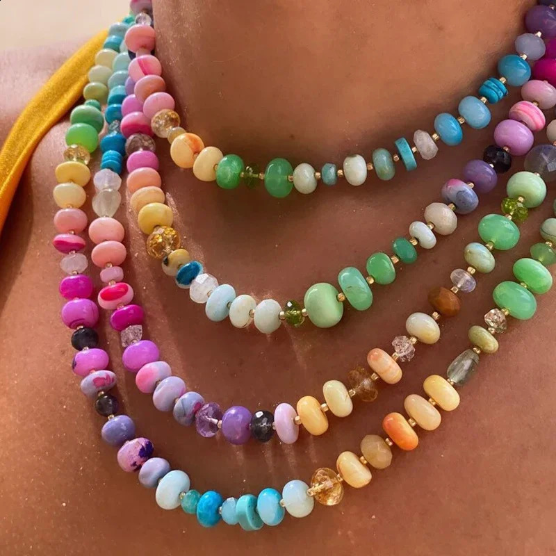 Baroque Pearls Mixed Color Round Irregular Bead Necklace Classic Natural Stone Jewelry Fashion Men and Women Daily Chain 241018