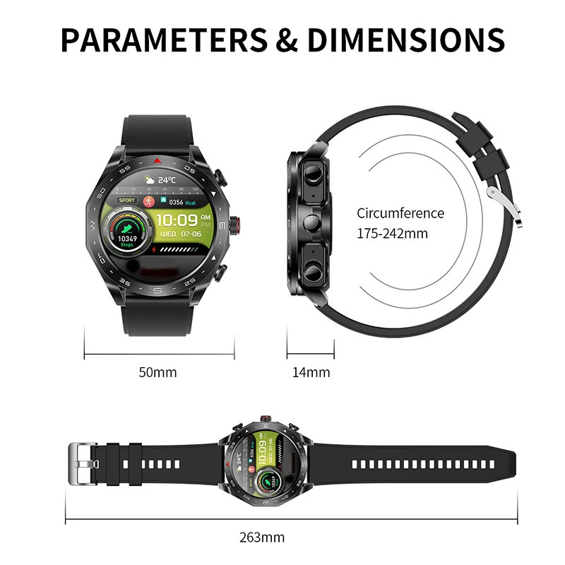 Smart Watch TWS 2in1 Bluetooth Earphones HIFI 9D Sound Quality Male and Female Health Exercise Tracker 241009