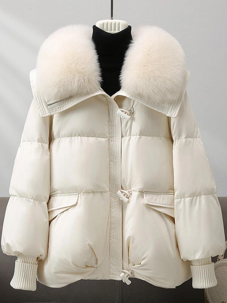 Winter Warm Goose Down Jackets Natural Real Fox Fur Collar Puffer Women Thick Female Streetwear Coats 241018