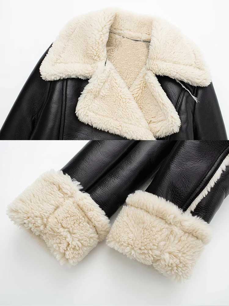 Suninheart Fashion Double Sided Short Jacket Women Warm Thick Lapel Lambswool Coat Autumn Winter Vintage Female Fleece Chic TopsX241018