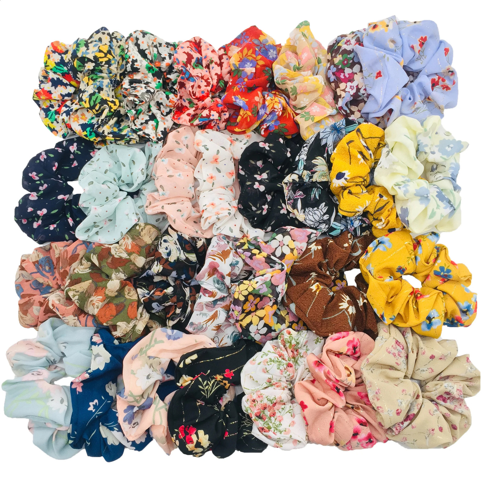50/30 pieces/wholesale silk bag elastic swan velvet head wearing velvet hair tie chiffon womens accessories organic shiny solid 241018