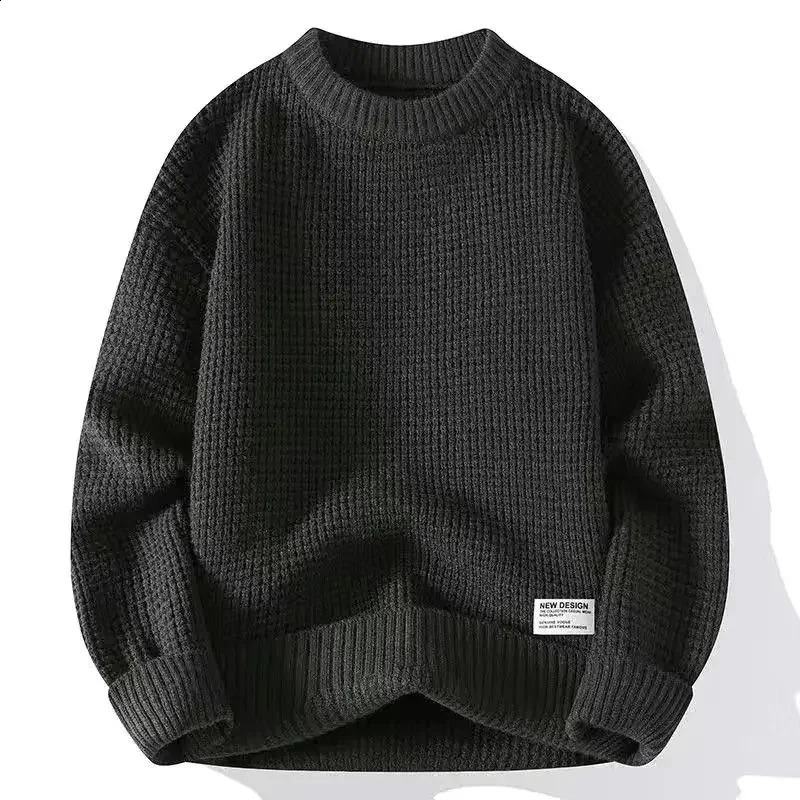 Knitwear loose fitting Korean clothing round neck pull-out mens Crewneck Y2k jumper streetwear mens knitted sweater 241018