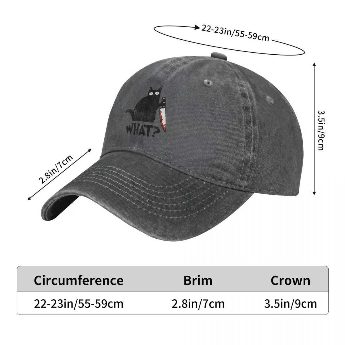 Cat What Murderous Black Cat With Knife Baseball Cap Men Hats Women Visor Protection Snapback Art CapsX241018