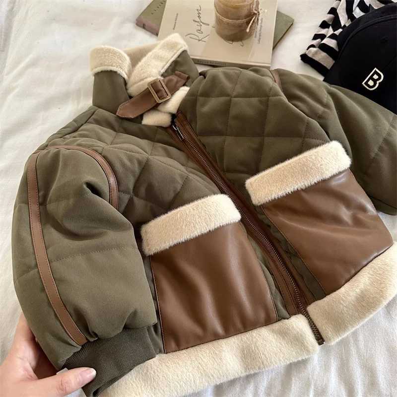 Boys cotton jacket windproof jacket plush winter autumn thick warm cotton Christmas gift childrens clothing M241018