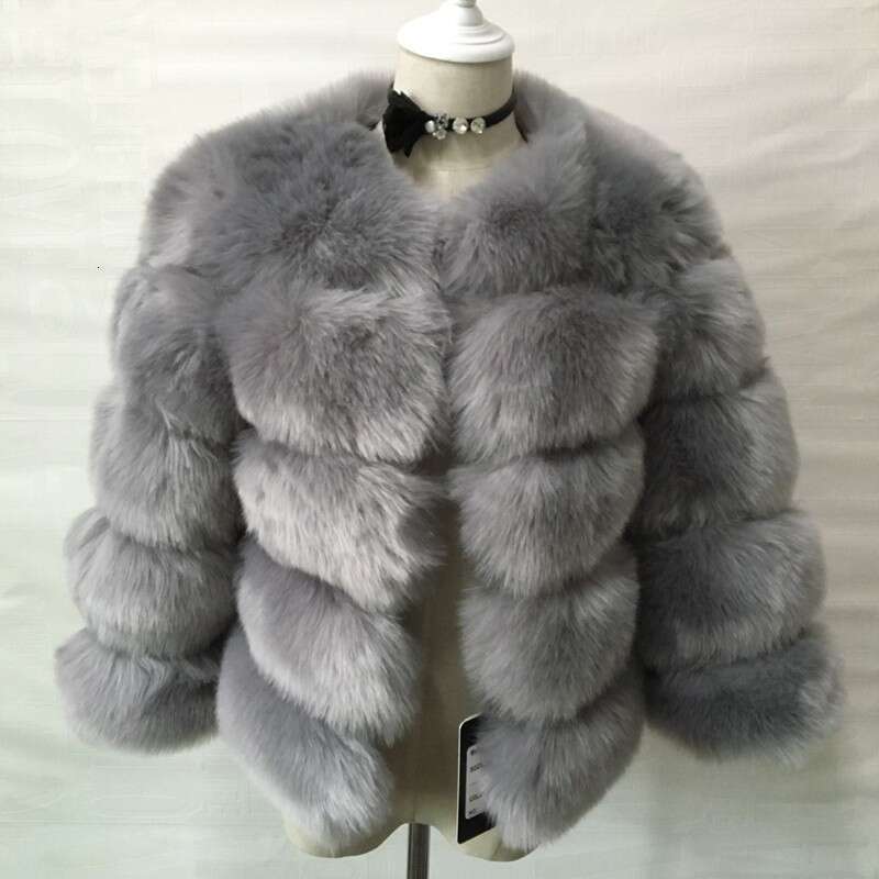 Fur fox imitation Womens short long sleeved artificial fur coat