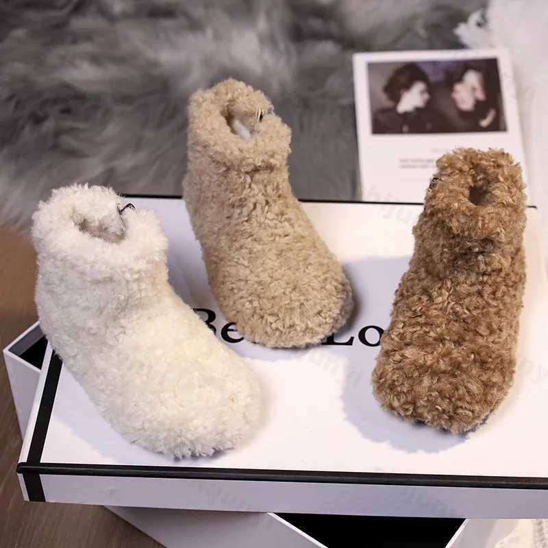 Boots 2024 Winter Childrens Snow Boots Composite Wool Warm Ramsworth Plush Baby Shoes Exquisite Gift Fashion Childrens Casual Shoes H241018