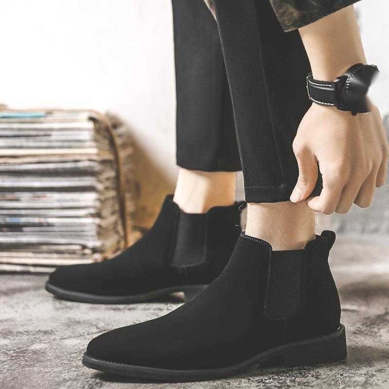 Martin Boot Chelsea Boots Mens Winter High Top Plush Ankle Boots Mens Boots Korean Versatile Short Boots Fashion Boots 240927