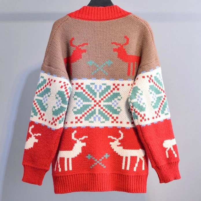 Knitted Ugly Christmas Sweater Knit Sweaters For Men Cardigan Couple Vintage Cardigans Coat Y2K Jacket Mens Clothing 241018