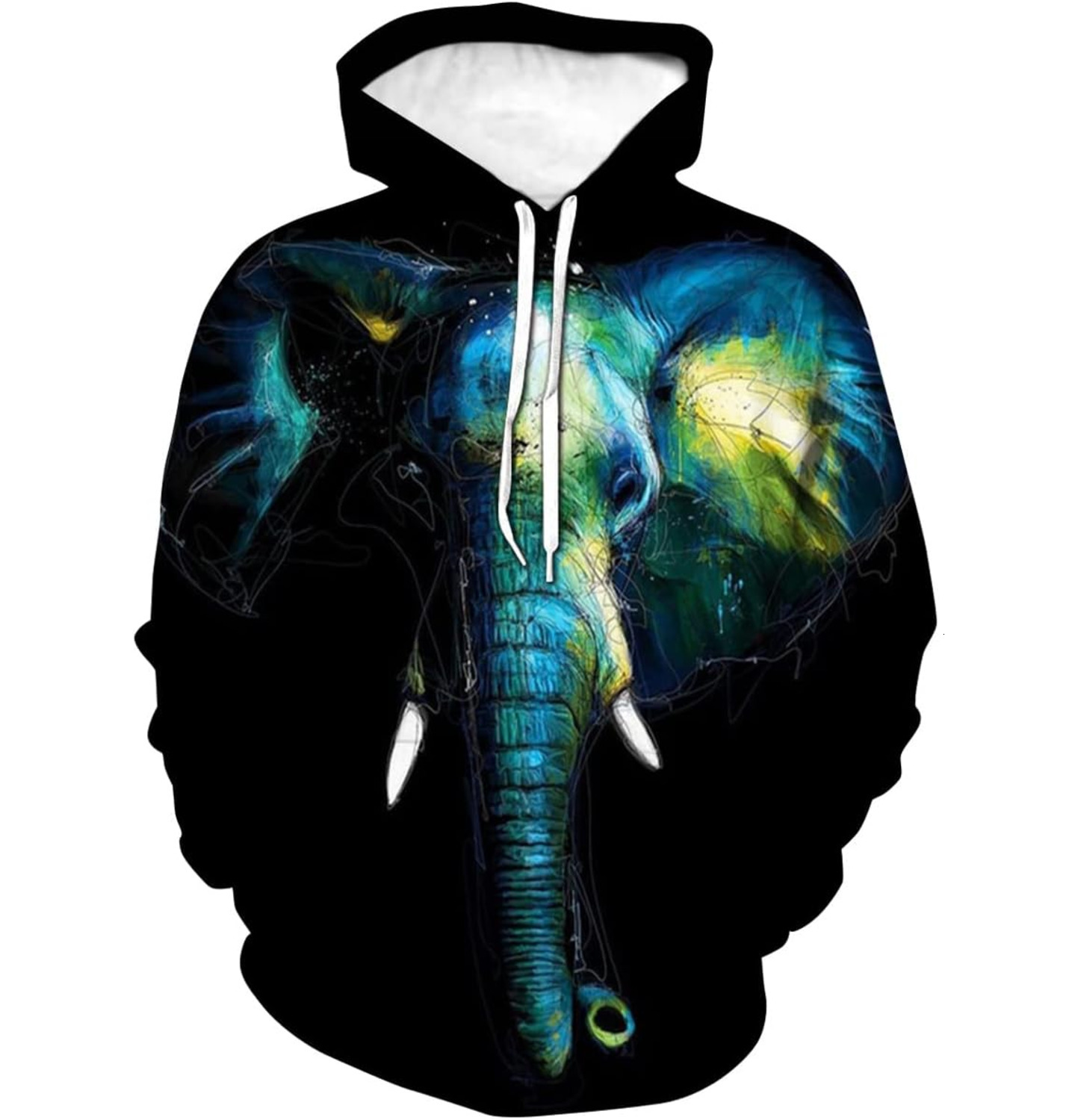 Hoodie for Mens Womens Color Powder Elephant Watercolor Art Hoodie Galaxy Animal Sweatshirt Pullover Graphic Hoodies sweatshirt Pullover Long Sleeve