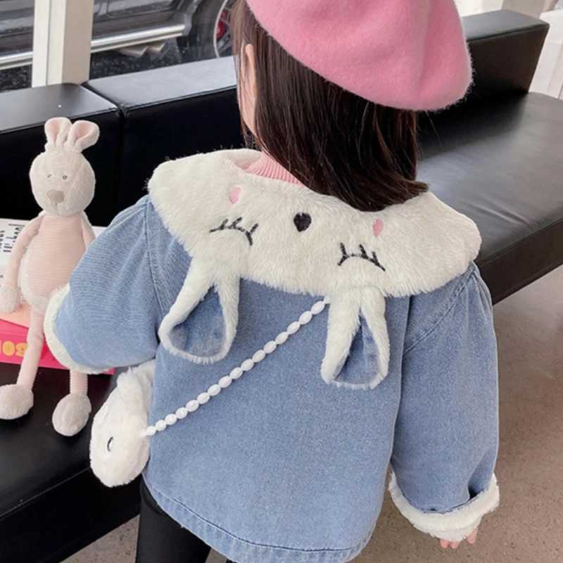 Girls outerwear winter cotton windproof Jean Warm Thicken youth outerwear plus size childrens clothing M241018