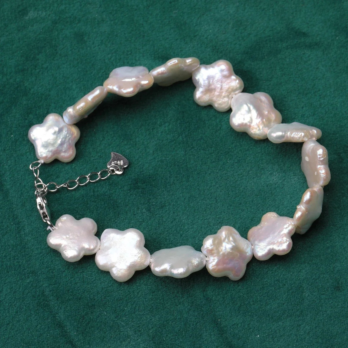 Aurora Colored Natural Freshwater Plum Blossom Baroque Flower Pearl Bracelet S925 Pure Silver Buckle Tail Chain Fashion Gift 241017