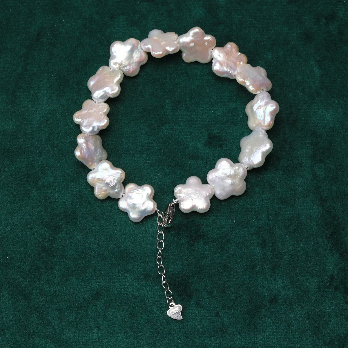 Aurora Colored Natural Freshwater Plum Blossom Baroque Flower Pearl Bracelet S925 Pure Silver Buckle Tail Chain Fashion Gift 241017
