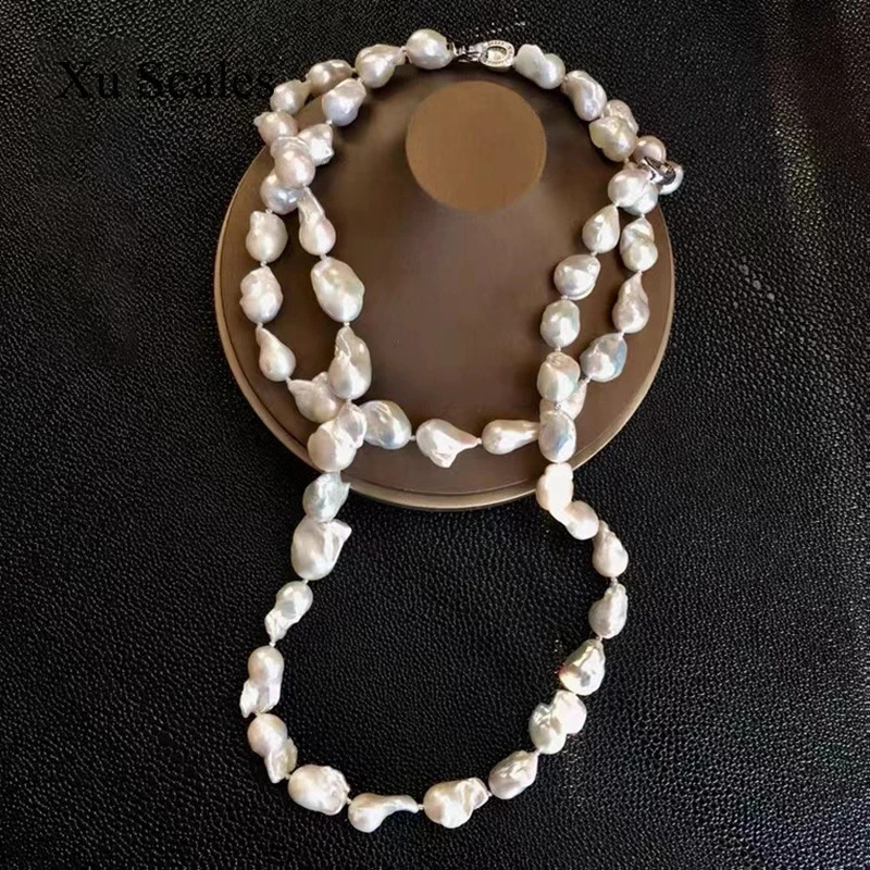 100% natural freshwater super shaped Baroque long necklace sweater chain pattern dinner jewelry 241017