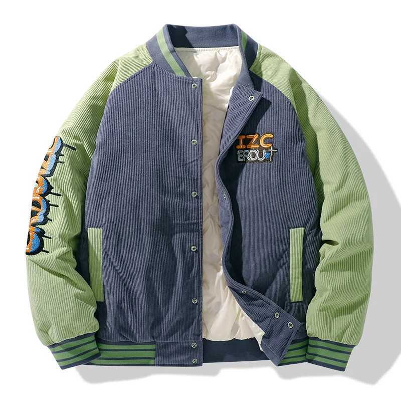 100% White Duck Down Fashion Patchwork Thick Casual Spliced Baseball Loose Keep Warm Down Jacket Men Coat Winter LX241018