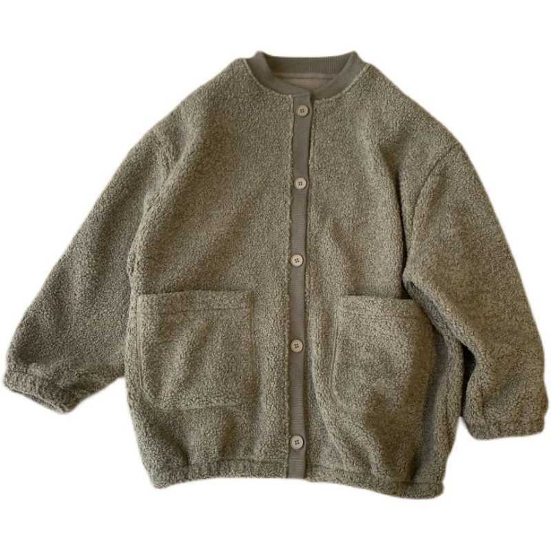 2024 New Casual Lamb Wool Jacket For Women Autumn Winter Solid Fleece Baseball Coat Simple Long Sleeved Cardigan Velvet OvercoatX241018