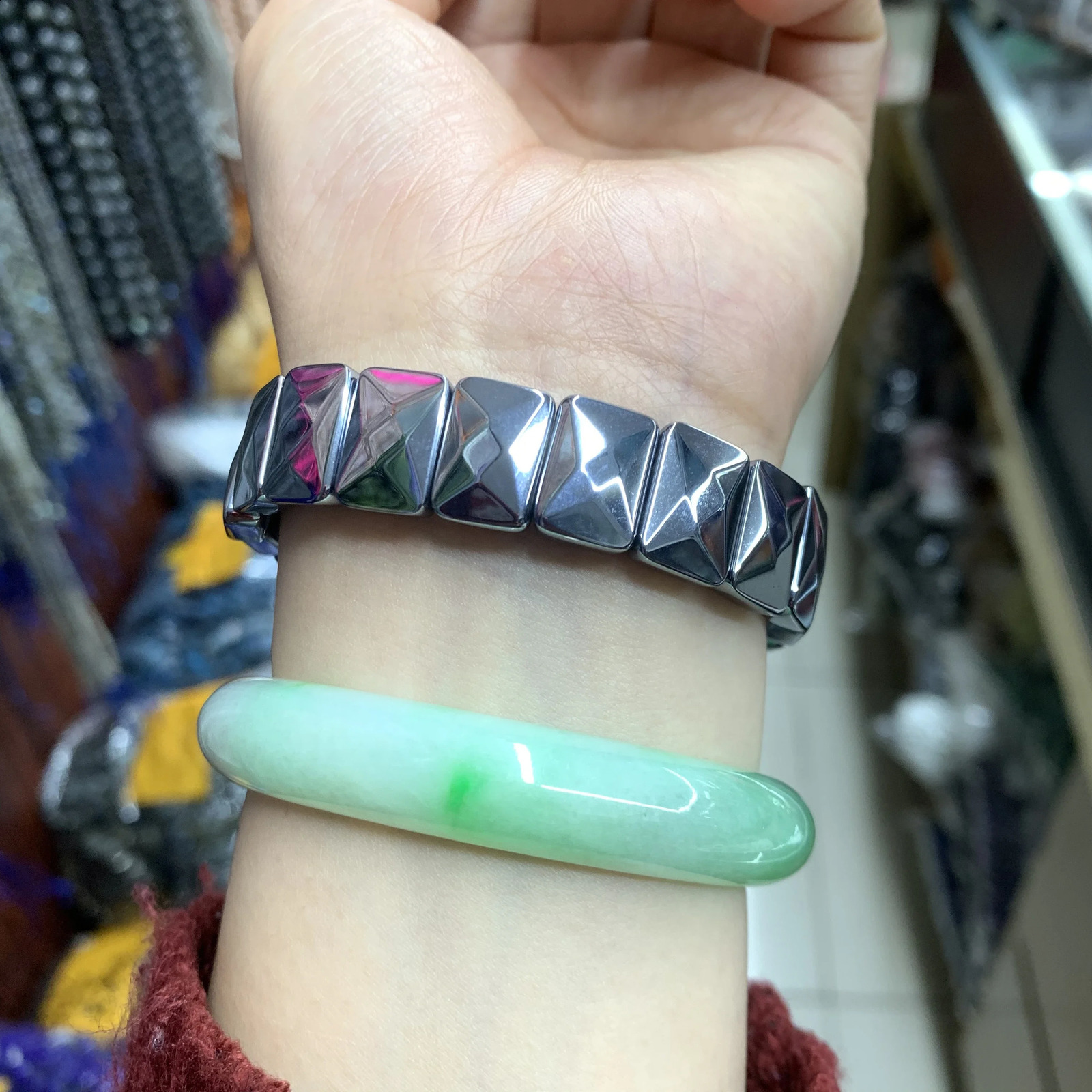 Natural terahertz bead bracelet natural energy stone bracelet Diy fashion energy jewelry bracelet mens wholesale 241017