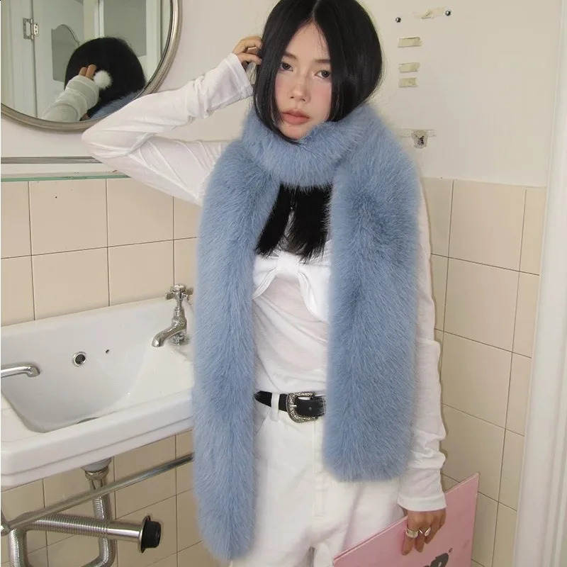 winter mink scarf bomber hat womens two-piece scarf and hat set Versatile fluffy warm long scarf 241017
