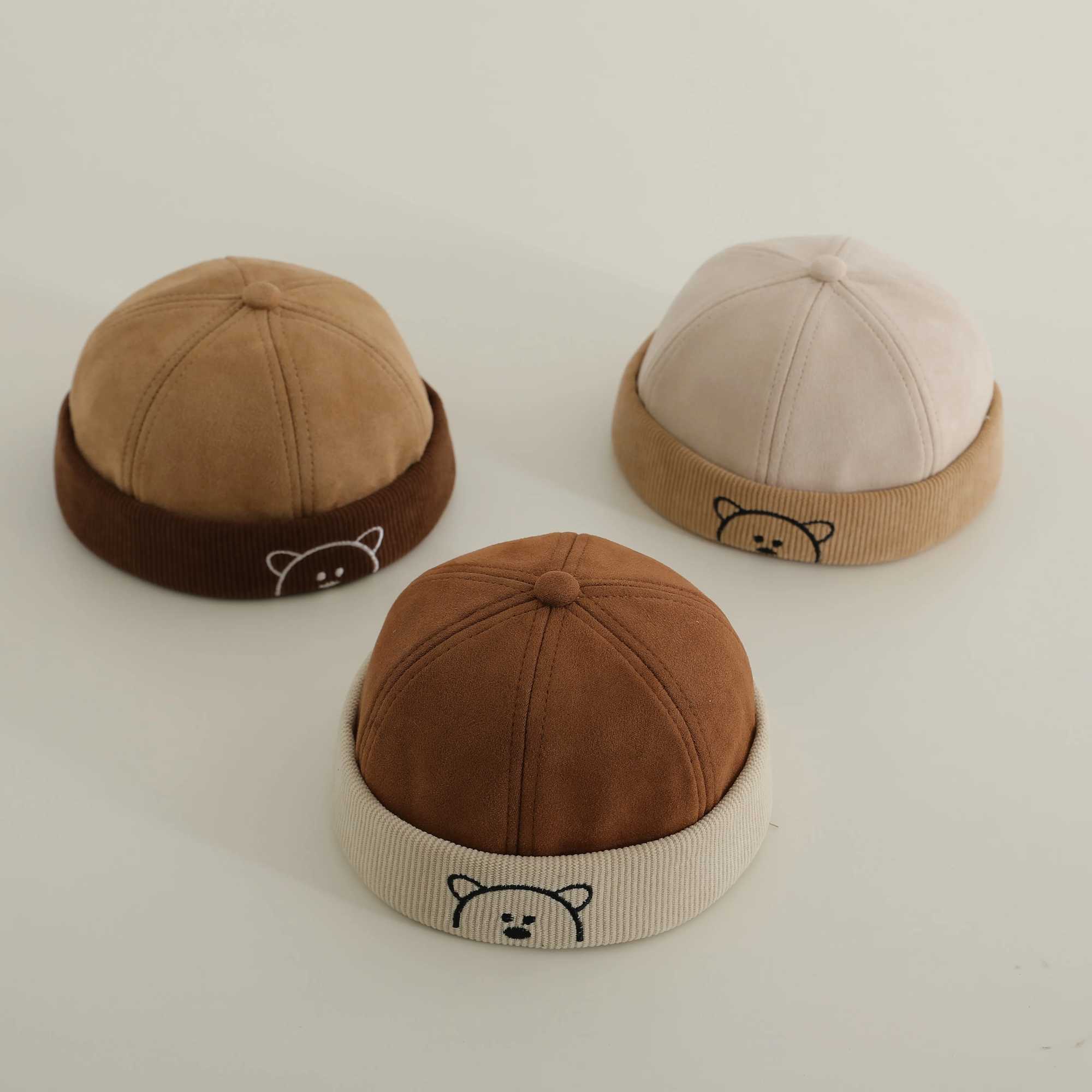 Korean Baby Adjustable Landlord Hats Boy Girl Hip Hop Docker Cap Solid Color Brimless Hats Fashion Children Melon Caps LX241018