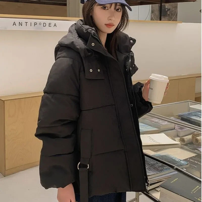 Winter Coat Women Clothing Trend Warmth Thick Puffer Jackets Parkas Bread Hooded Long Sleeve Outerwear Loose Tops 241018