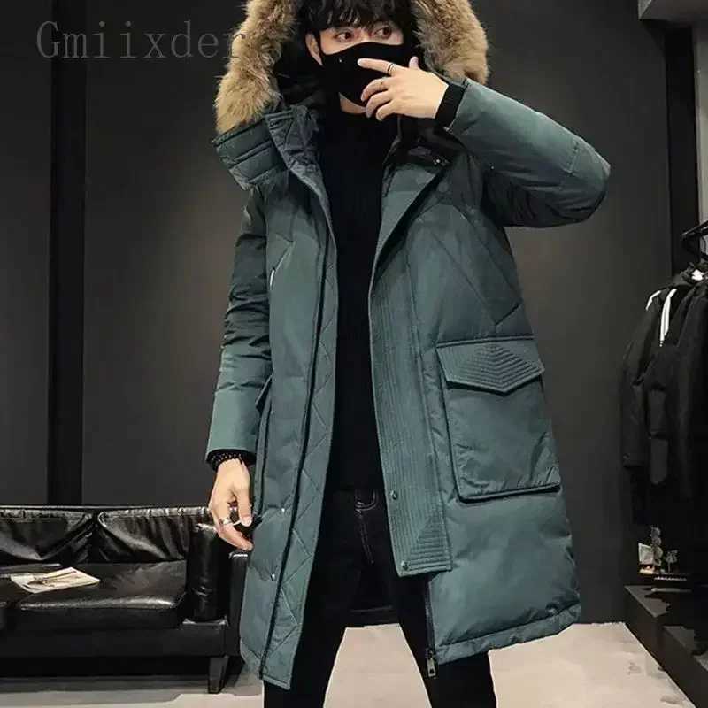 Autumn Winter Thickened Warm Cold-proof Mid-length Over-the-knee Jackets Mens Loose Casual High Street Parkas Male Clothes LX241018
