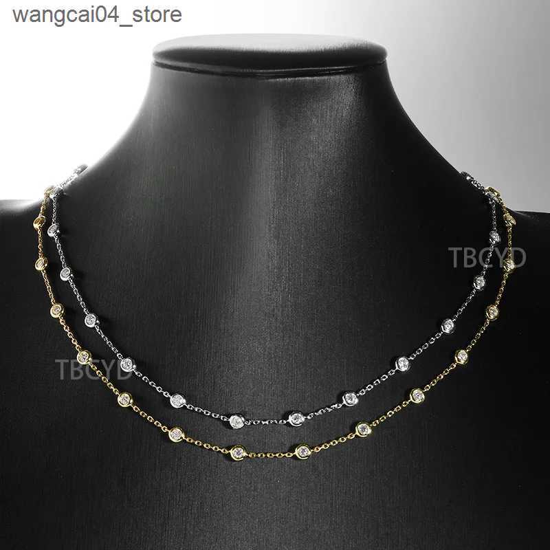Chokers TBCYD 3/4/5mm D Color Moissanite Womens Necklace S925 Silver Round Cut Diamond Bubble Necklace Party Jewelry Gift L240910