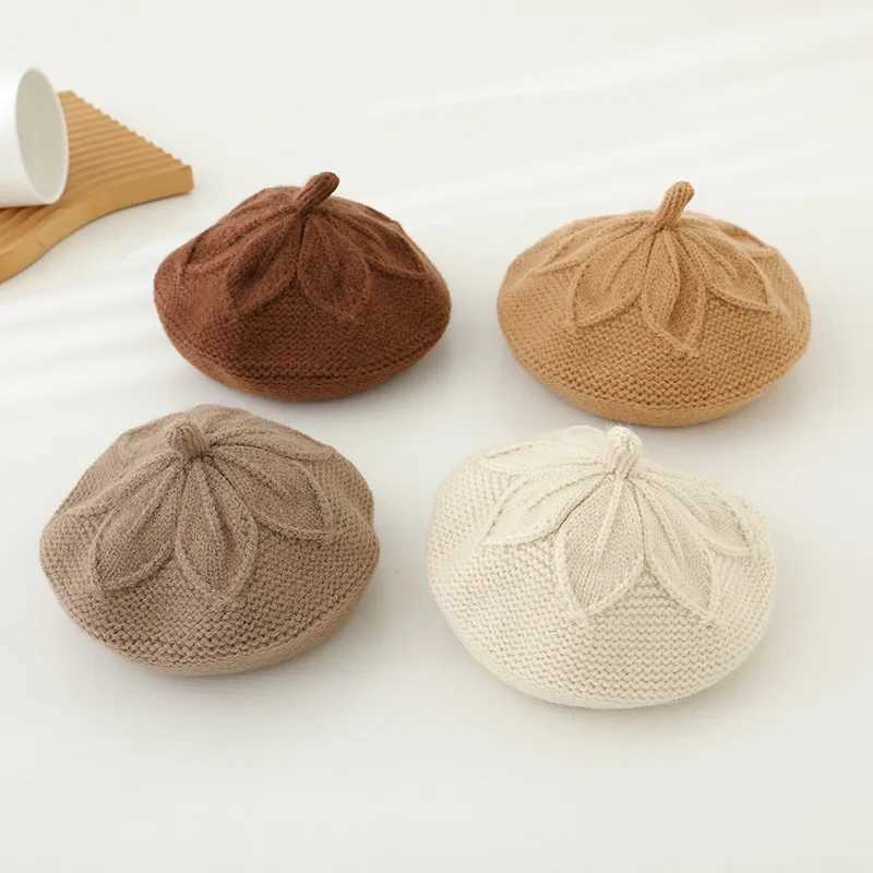 Knitted Beret Hat for Baby Hair Accessories Solid Candy Color Painter Cap for Girl Kids Bonnet Children Warm Hats 1-6M LX241018